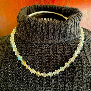 Vintage Art Deco Colored Crystals Faceted Glass Bead Necklace